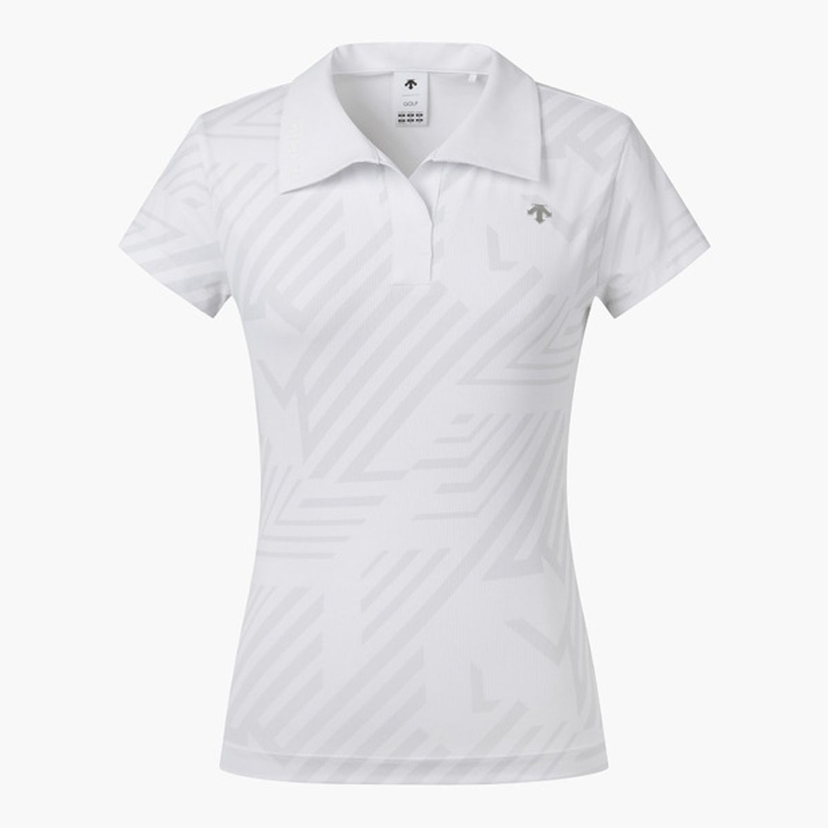 데상트 골프(DESCENTE GOLF) 여성 와이드 카라 패턴 반팔티셔츠 (DP22WFTS63)