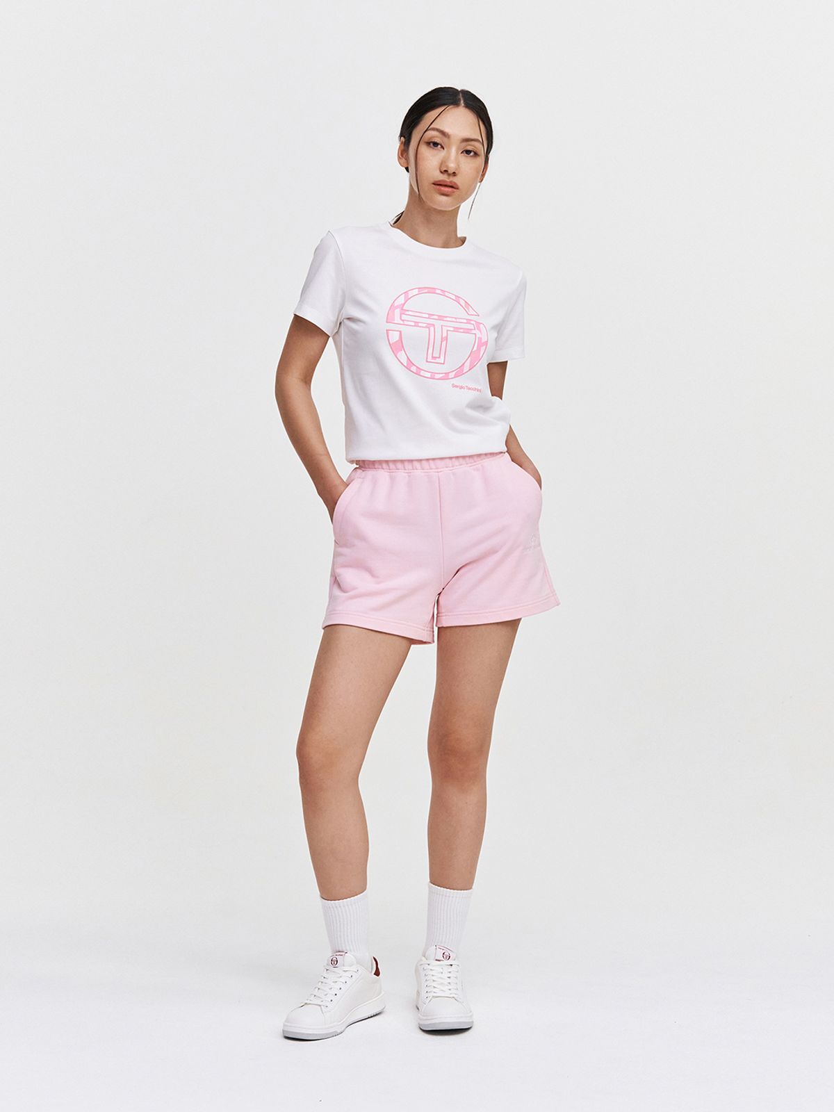 세르지오 타키니(SERGIO TACCHINI) W 리조트 아트웍 빅로고 반팔 티셔츠 (White)