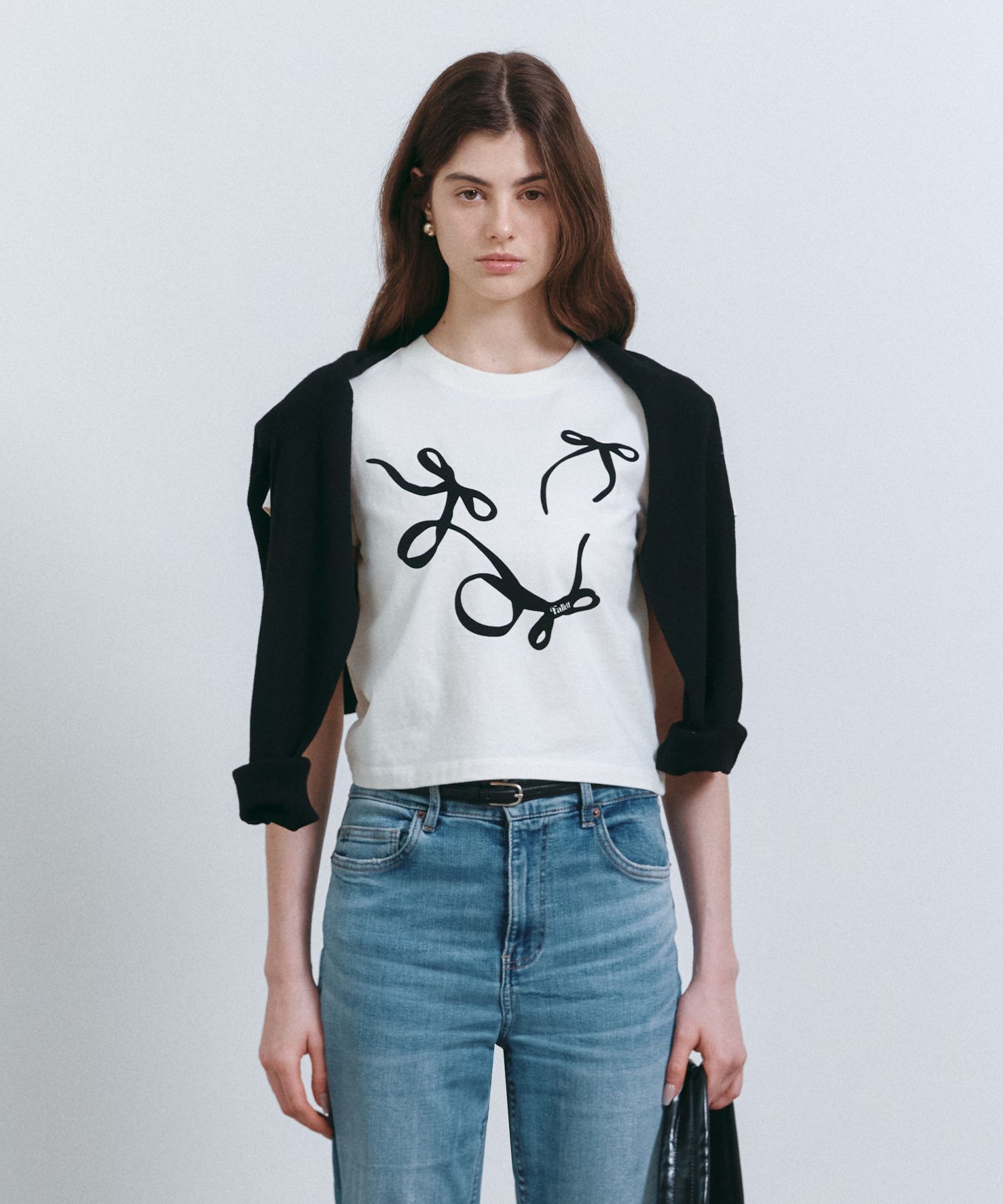[FALLETT] Flowing Ribbon Crop Short Sleeve T-Shirt /追跡付 MUSINSA公式 | FALLETT Flowing Ribbon Crop Short Sleeve T