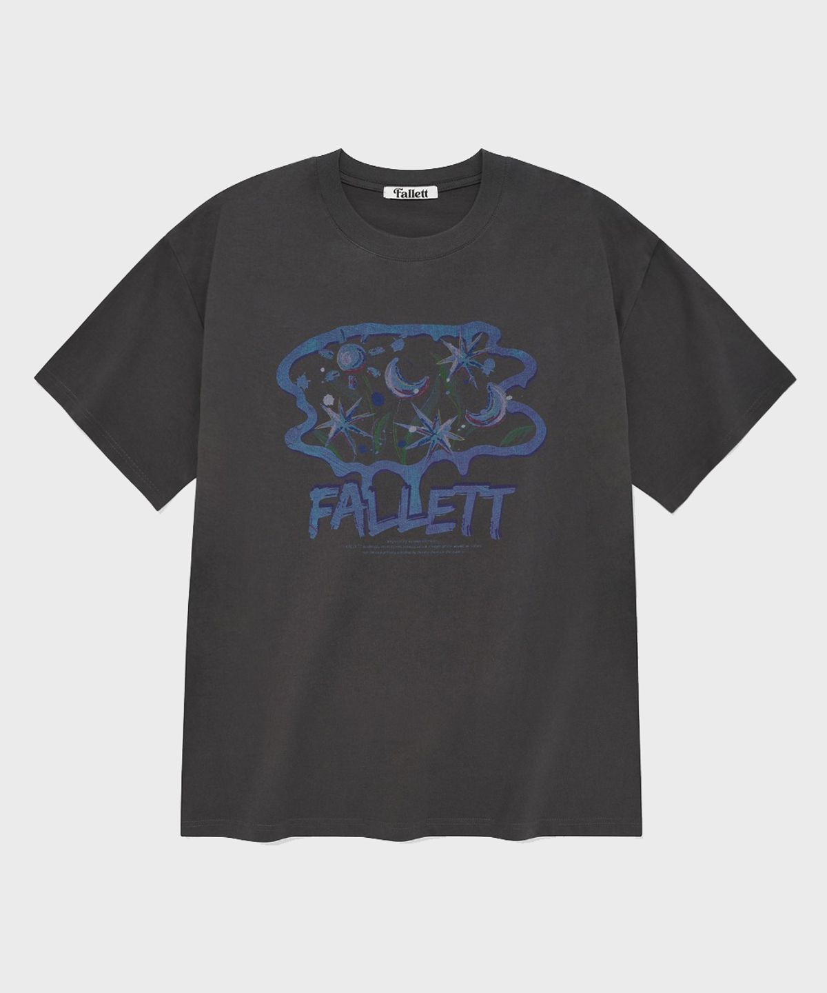 팔렛(FALLETT) 브러쉬 로고 플라워 반팔티 차콜