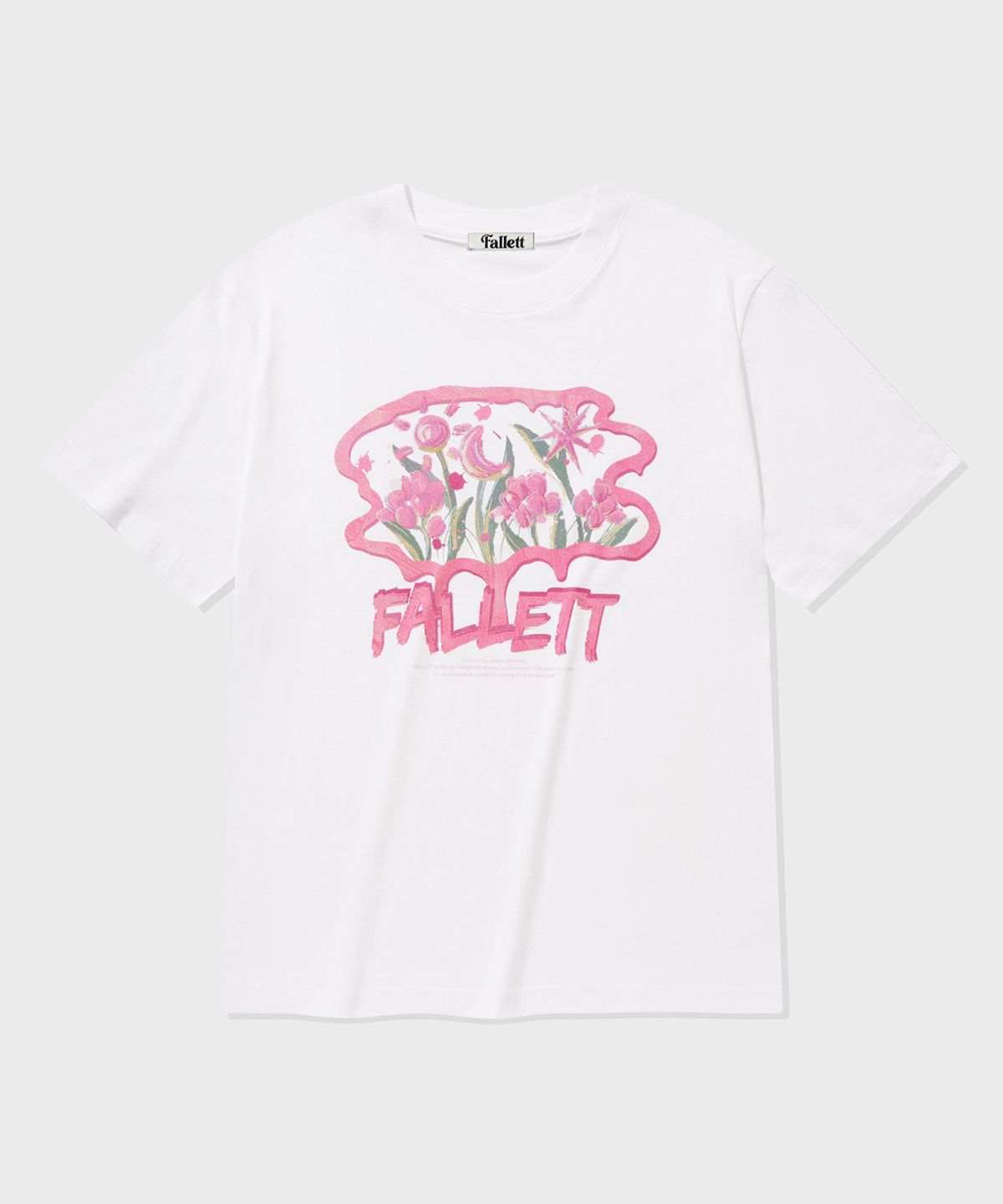 팔렛(FALLETT) 브러쉬 로고 플라워 반팔티 화이트