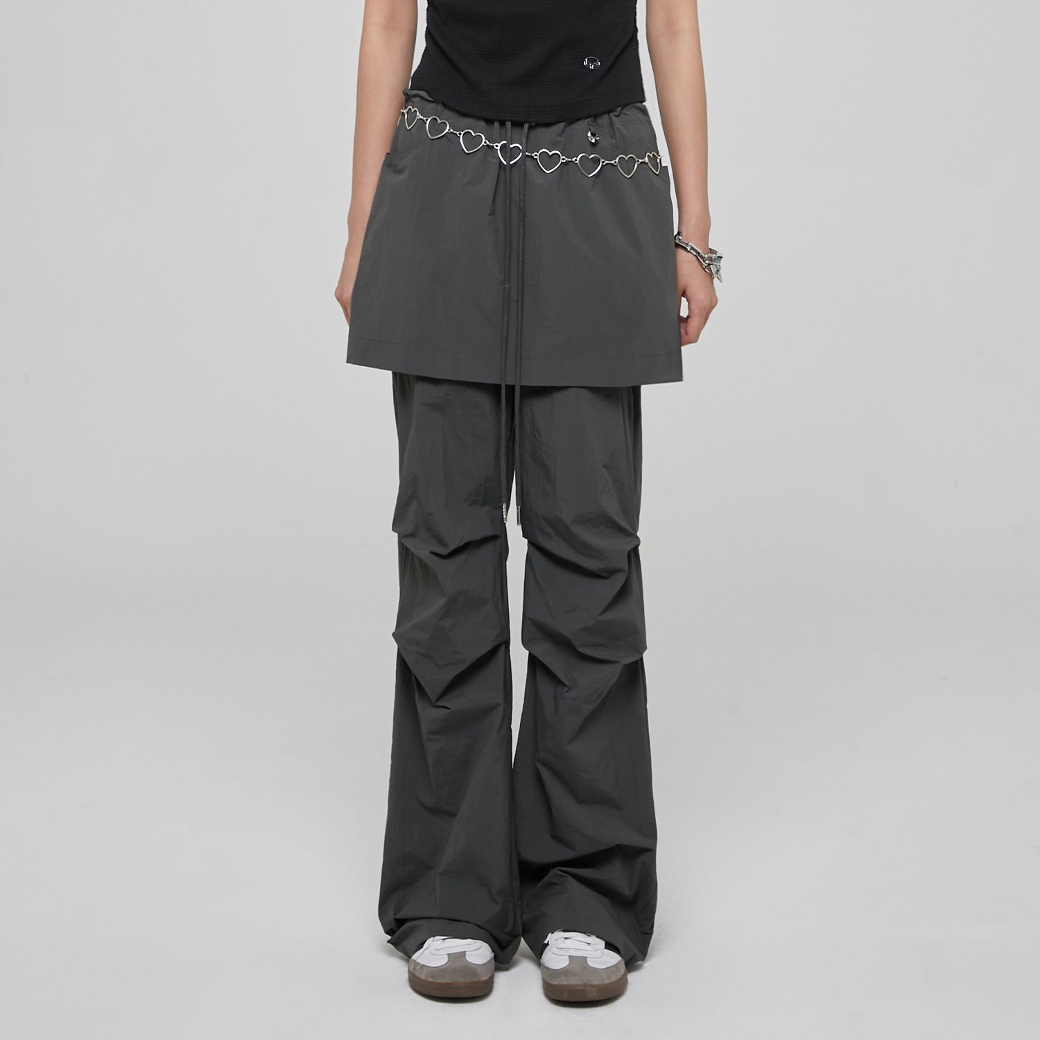 [LALAFOX] LYLON SKIRT LAYERED TRACK PANTS/追跡付 MUSINSA | LALAFOX LYLON SKIRT LAYERED TRACK PANTS CHARCOAL