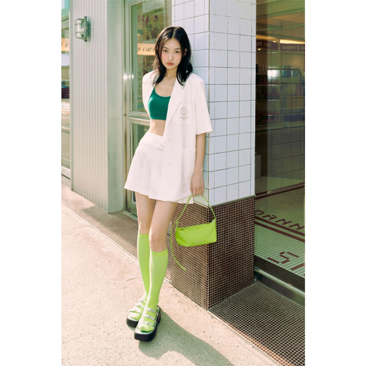랩(LAP) (SET-하의) 벨티드 플리츠 미니 스커트(제천 속바지) AQ2WP464