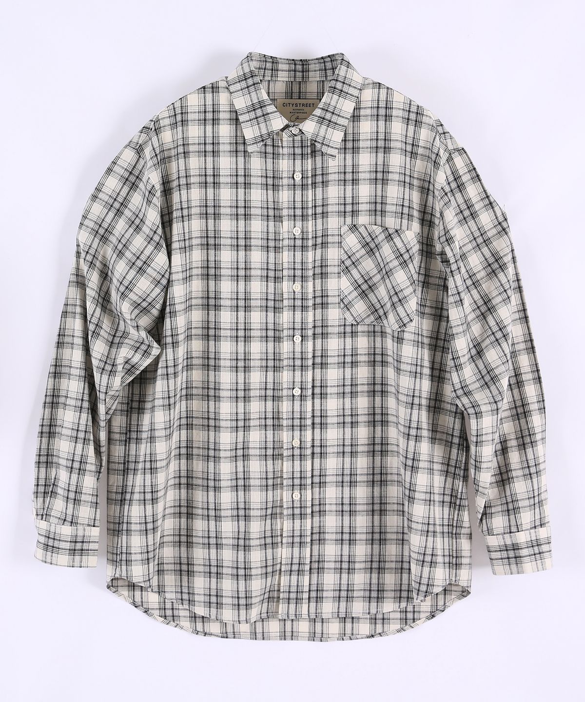 시티스트리트(CITY STREET) OVERSIZE VINTAGE CHECK SHIRT - BLACK