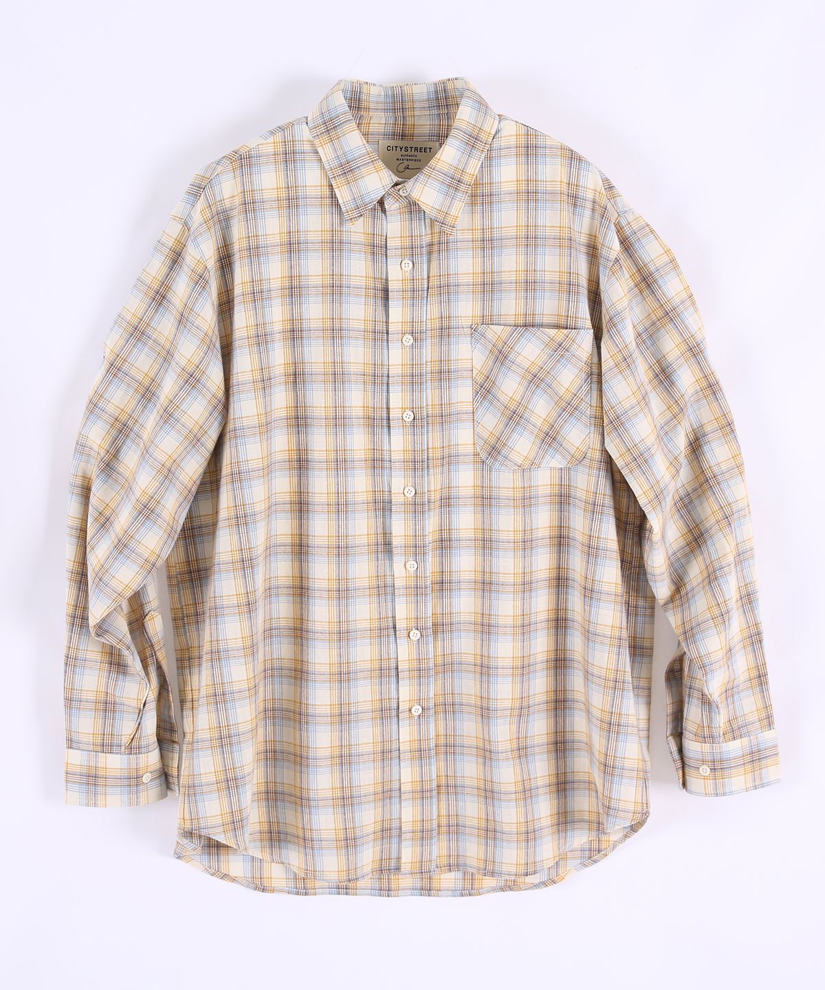 시티스트리트(CITY STREET) OVERSIZE VINTAGE CHECK SHIRT - BEIGE
