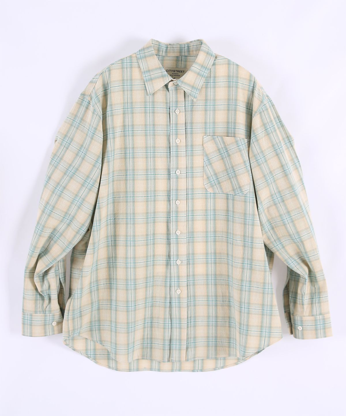 시티스트리트(CITY STREET) OVERSIZE VINTAGE CHECK SHIRT - GREEN