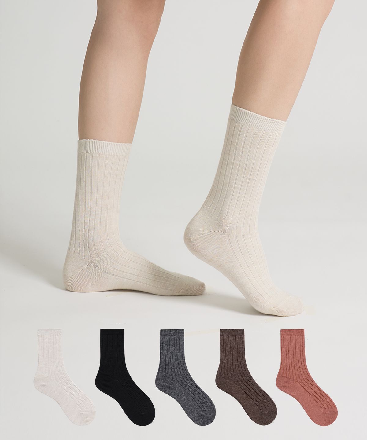 스튜디오 싹스탑(STUDIO SOCKSTOP) [5PACK] 여자 메리노울 크루삭스 5 COLORS