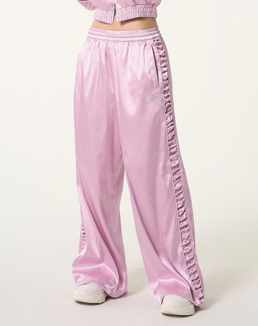 ☆NERDY☆ Women's Satin Track Pants Black NERDY ]☆韓国人気