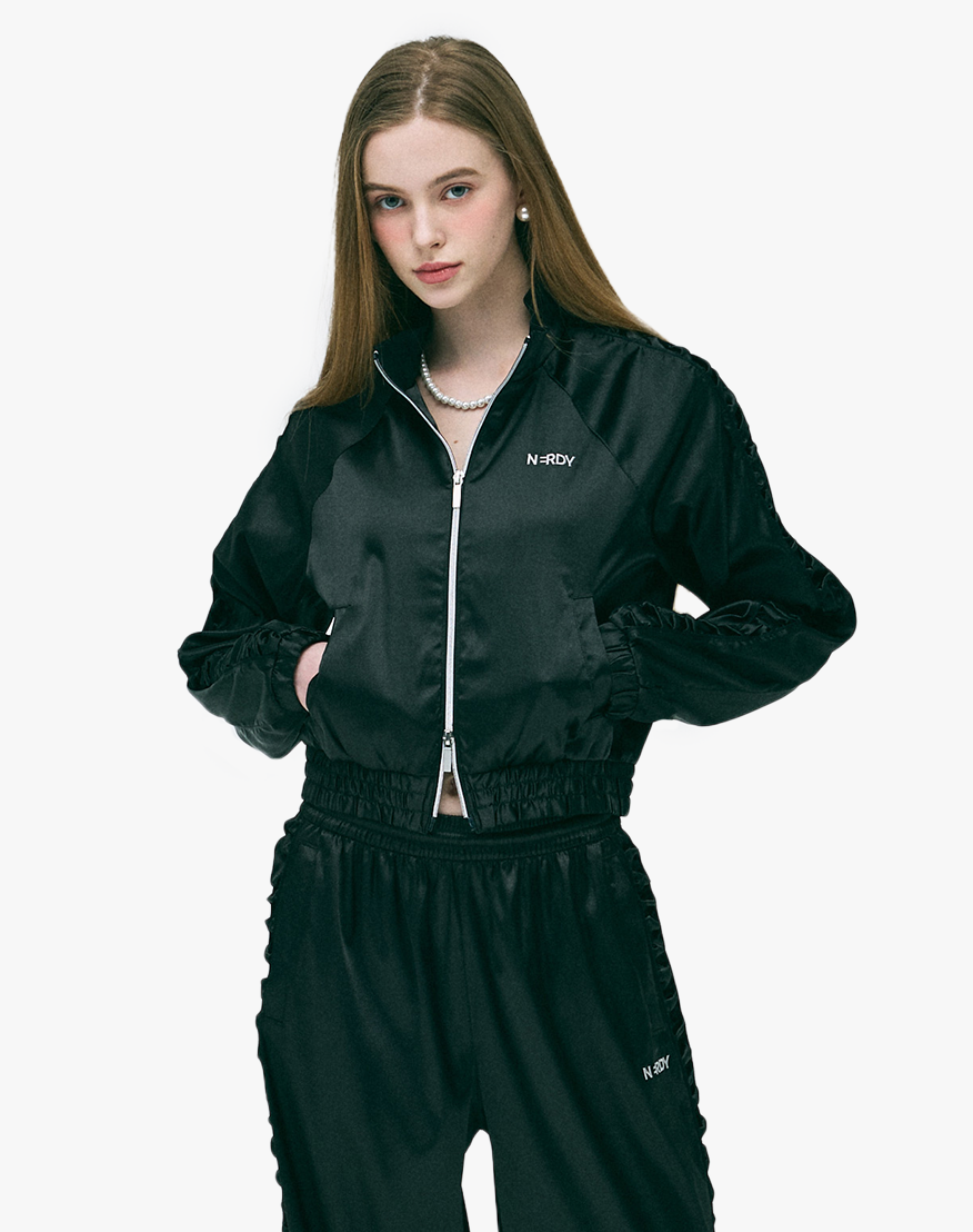 ☆NERDY☆ Women's satin track top black MUSINSA公式 | NDY Women's satin track top black