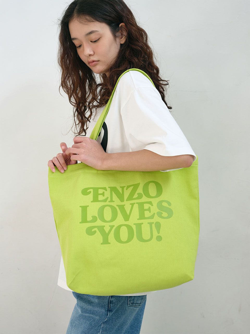 ENZO BLUES☆LOVE YOU TOTE BAG MUSINSA | ENZO BLUES LOVE YOU Tote Bag (Lime)