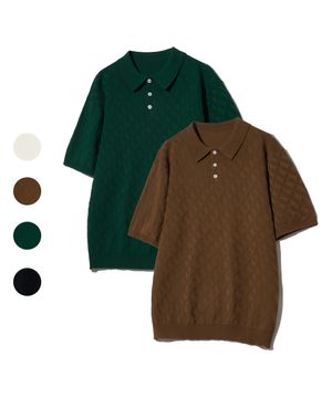 86-IROJ053 텍스처드 버튼 카라니트 4colors