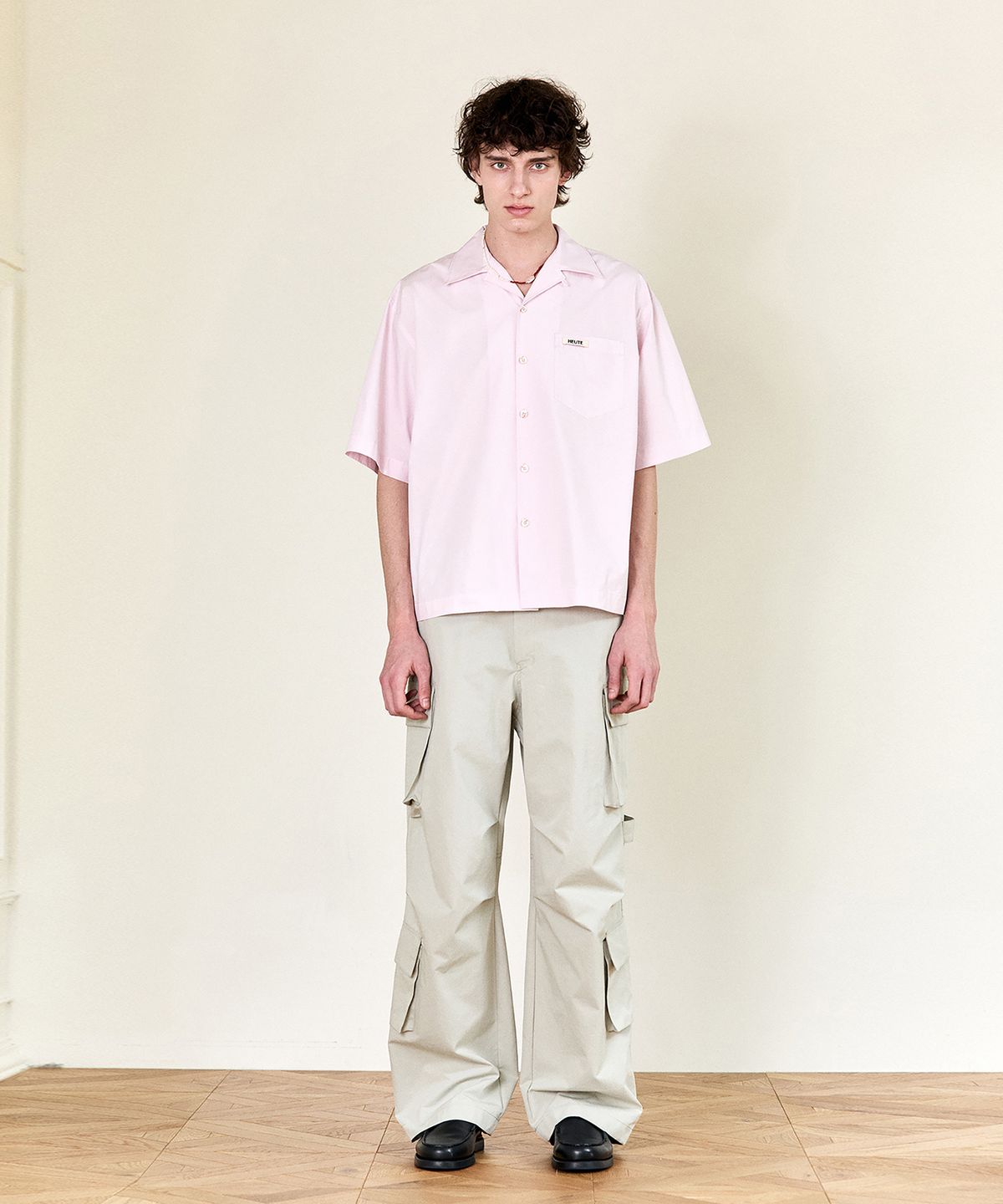 호이테(HEUTE) CONVERTIBLE COLLAR SHORT SLEEVE SHIRT (L/PINK)