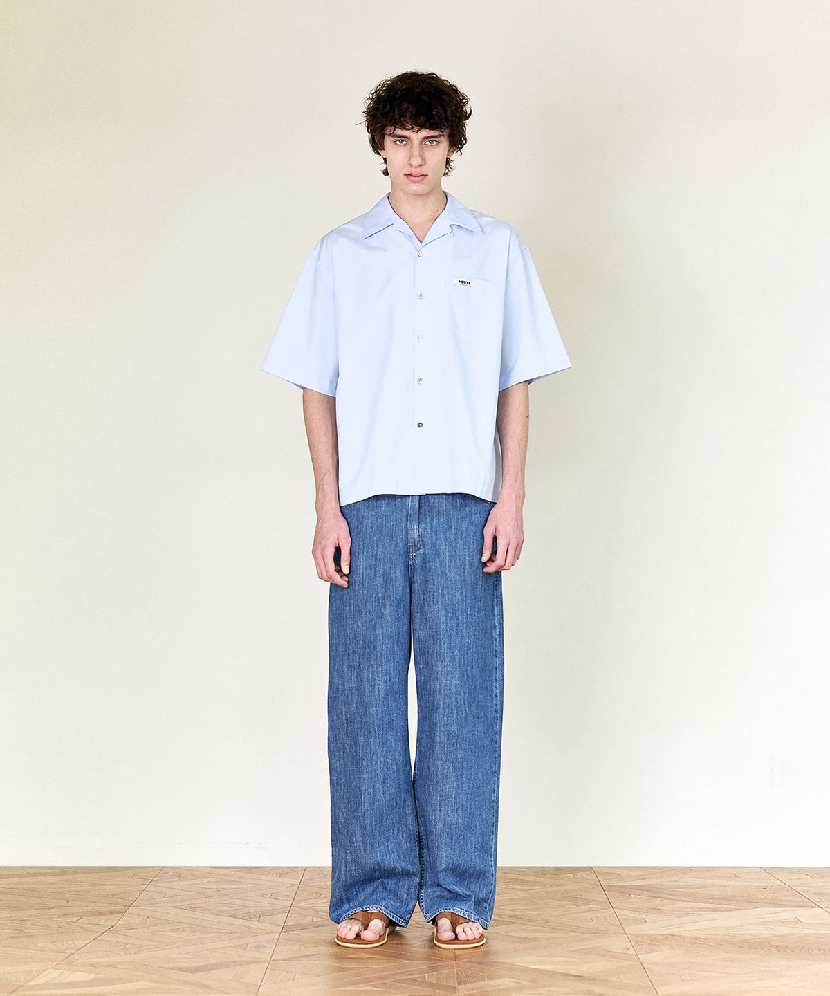 호이테(HEUTE) CONVERTIBLE COLLAR SHORT SLEEVE SHIRT (BLUE)