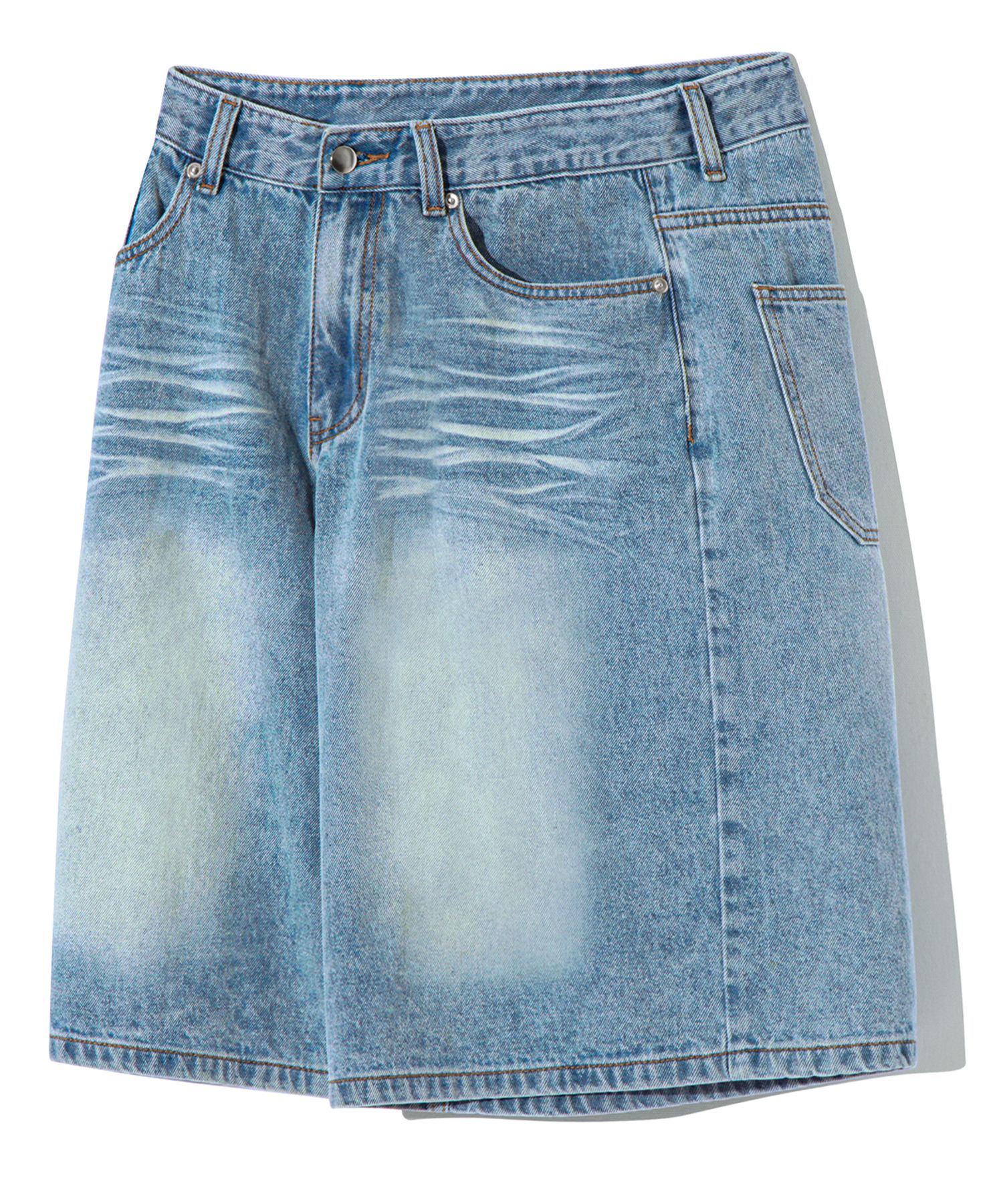 ハーフ・ショートパンツ Catwashing Brush Bermuda Denim Pants Light Blue MUSINSA | TRILLION Cat Brush Washed Bermuda Denim Shorts