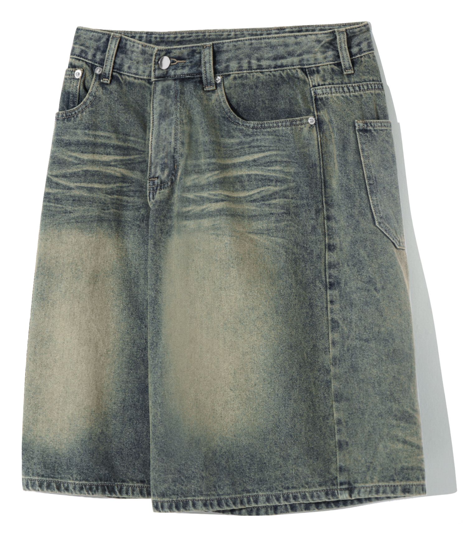 【KOOLOSET】[Plan] Cutting Brush Washing Bermuda Denim MUSINSA公式 | TRILLION Cat Brush Washed Bermuda Denim Shorts