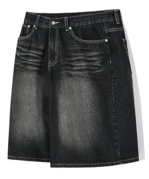 캣 브러쉬 워시드 버뮤다 데님 쇼츠 (NORMAL BLACK)