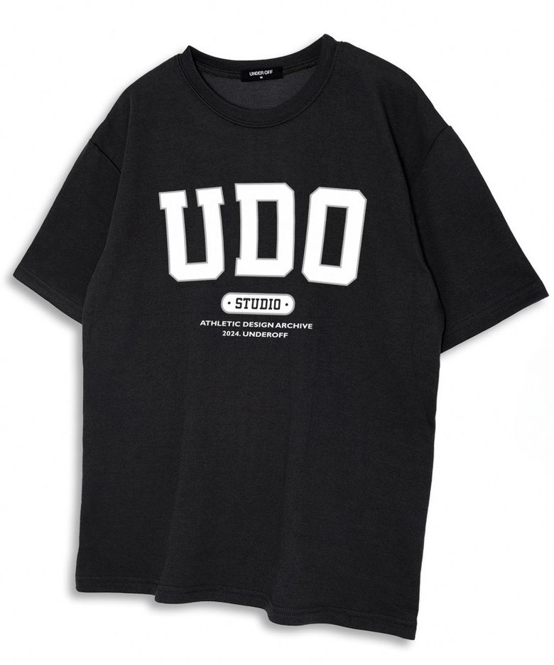 오버핏 크루넥 UDO 아치로고 반팔 티셔츠 블랙화이트