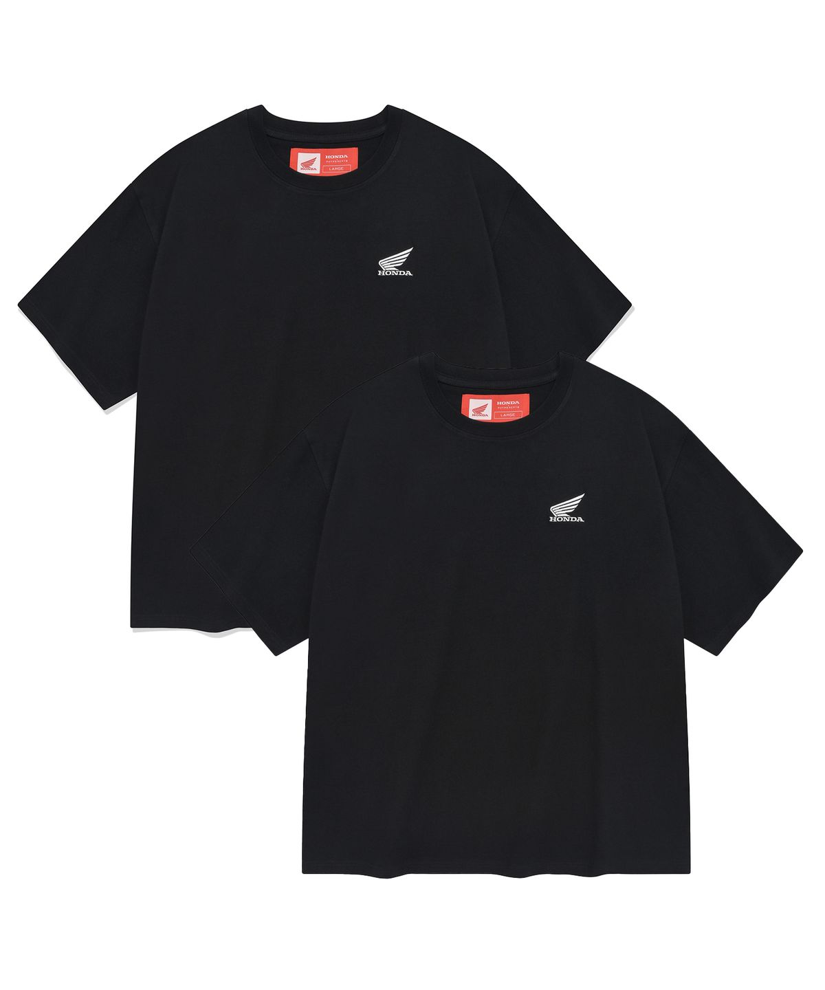 핍스 모터사이클(PHYPS MOTORCYCLE) [2Pack] Honda Original Wing Logo Short Sleeve Black / Black