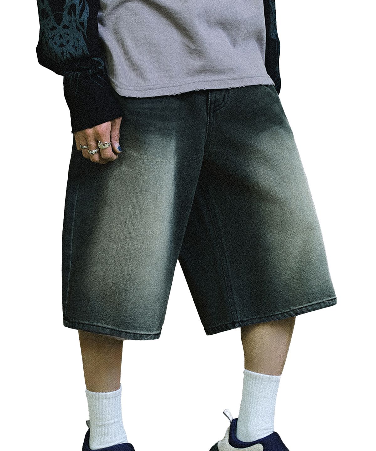 스웨이드(SUADE) COLOR WASHED DENIM SHORTS [BLACK]