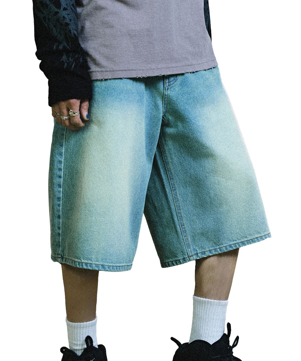 스웨이드(SUADE) COLOR WASHED DENIM SHORTS [BLUE]