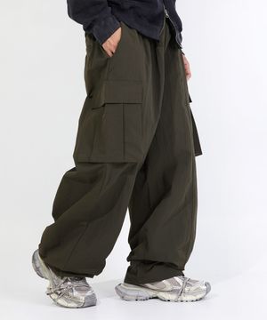 절개 나일론 스트링 카고 팬츠[카키]