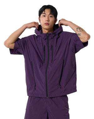 지퍼 포인트 반팔 윈드브레이커 다크퍼플