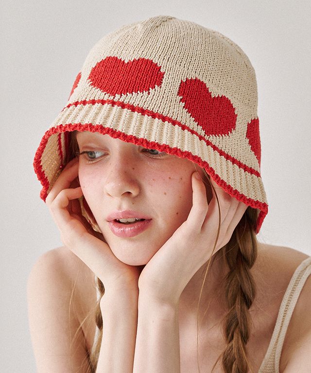 ハット RONRON HEART SUMMER KNIT BUCKET HAT 4BKH146 MUSINSA | RONRON HEART SUMMER KNIT BUCKET HAT BEIGE