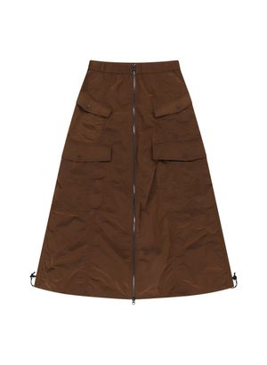 OG 프론트 오픈 카고 스커트-버건디