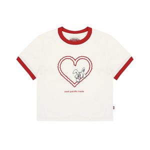 WM HEART NIBBEL RINGER T-SHIRT (WHITE/RED)