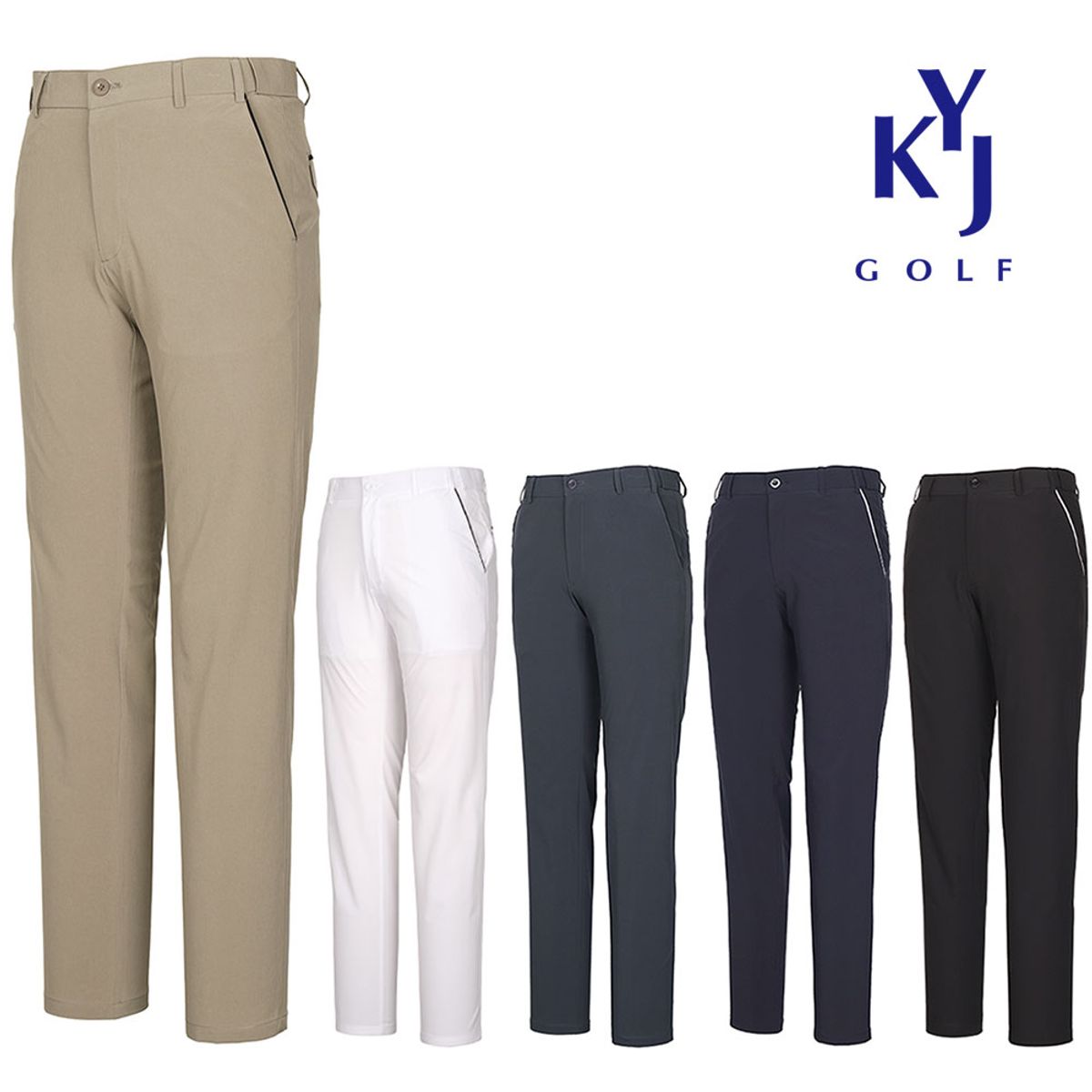 김영주 골프(KIM YOUNG JOO GOLF) 여름 포켓배색 허리밴딩 기능성 스판 남성 골프 바지 DOMMSL19
