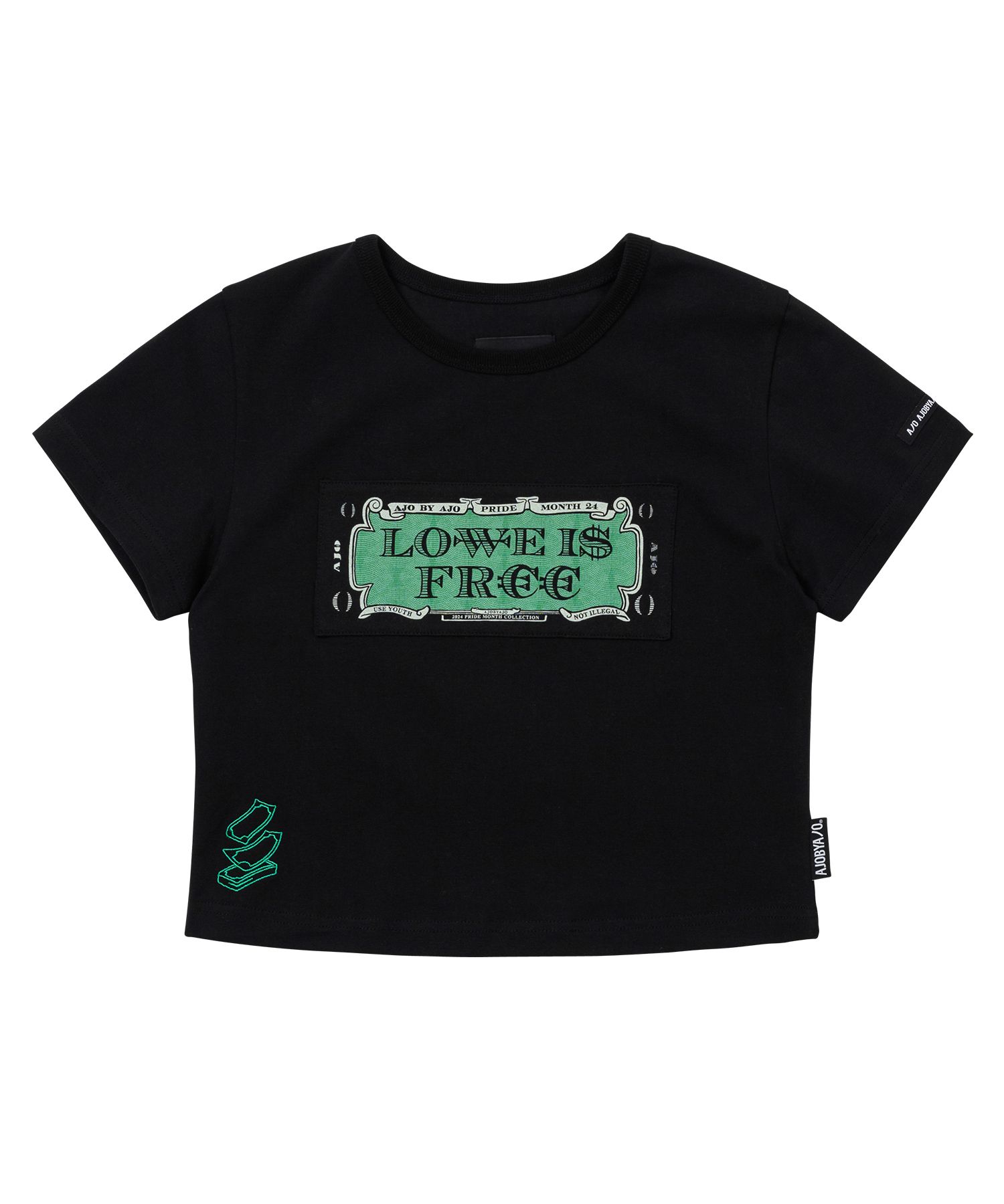 【AJO AJOBYAJO】24SS★ Love Is Free T-Shirt MUSINSA | AJOBYAJO Love Is Free Cropped T-Shirt [BLACK]