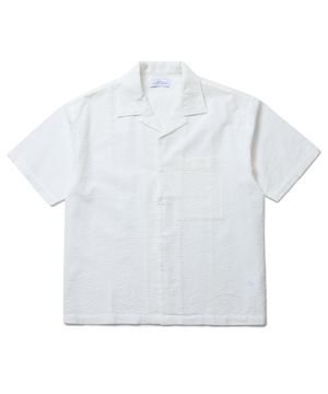 시어서커 오픈 카라 반팔셔츠 (화이트)