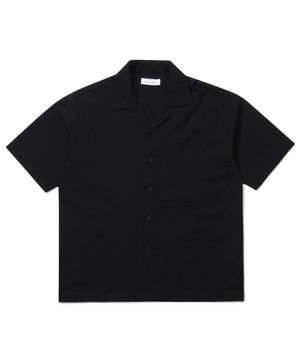 시어서커 오픈 카라 반팔셔츠 (블랙)