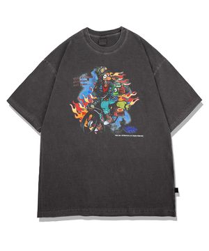 빈티지바이크 피그먼트 오버핏 반팔티셔츠 차콜