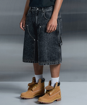 센서블 카펜터 하프 데님팬츠 (흑청)