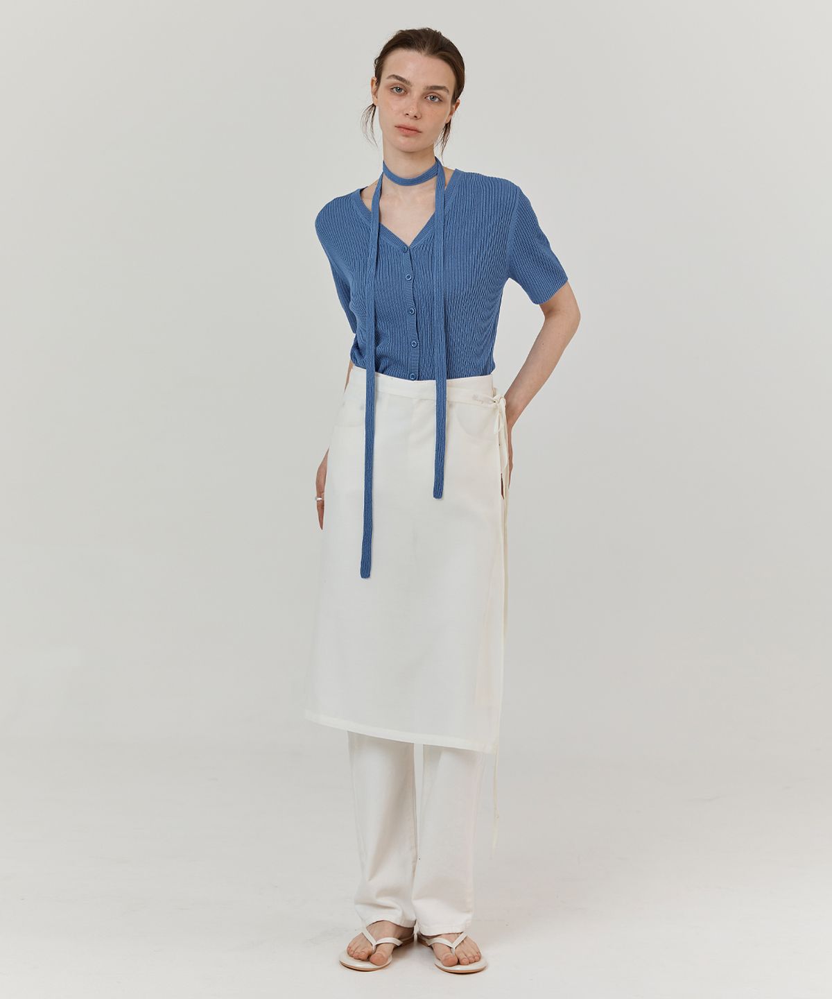 하우스 오브 폰드(HOUSE OF POND) Seethrough layering wrap skirt (Ivory)
