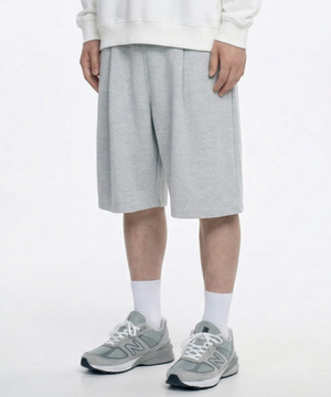 원턱 스웨트 버뮤다 쇼츠 멜란지