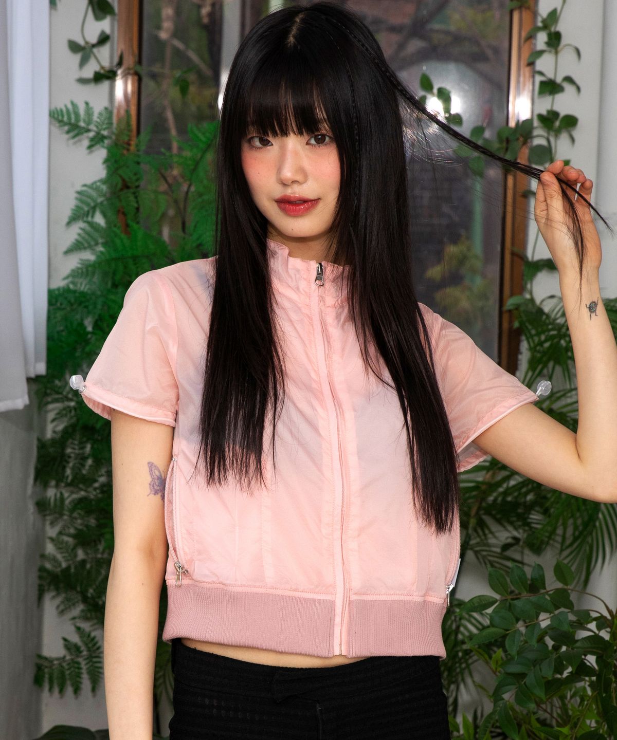 루나키후(RuNaKi'Hu') WXJ014 핀턱 반팔 자켓 (LIGHT PINK)
