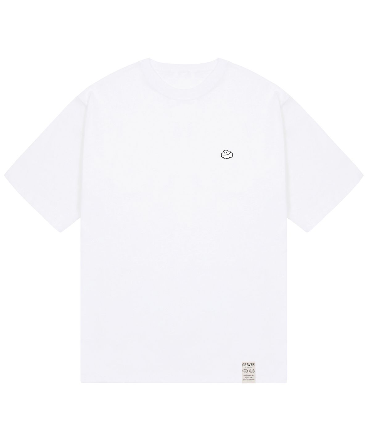 그레이버(GRAVER) [UNISEX-24]스몰 화이트구름 스마일 반팔티_화이트