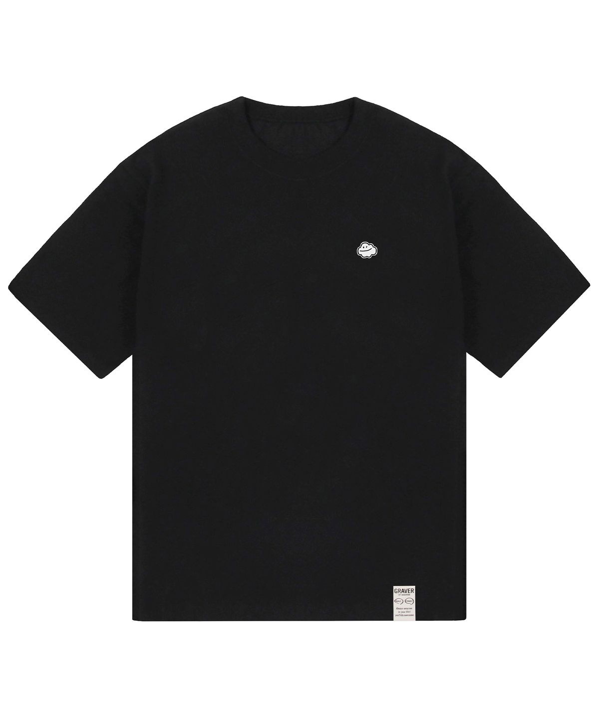그레이버(GRAVER) [UNISEX-24]스몰 화이트구름 스마일 반팔티_블랙