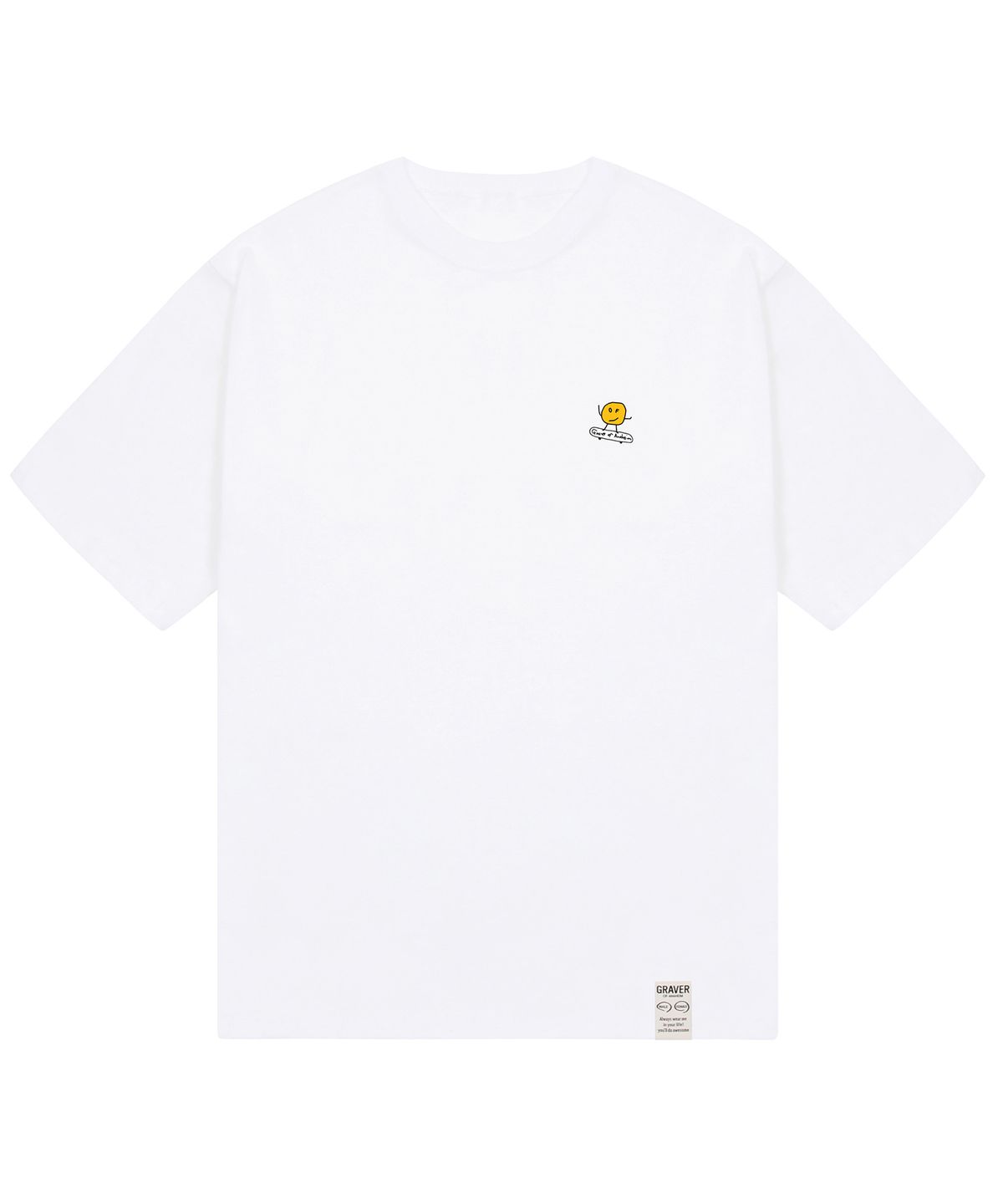 그레이버(GRAVER) [UNISEX-24]스몰 도트 보드 스마일 반팔티_화이트