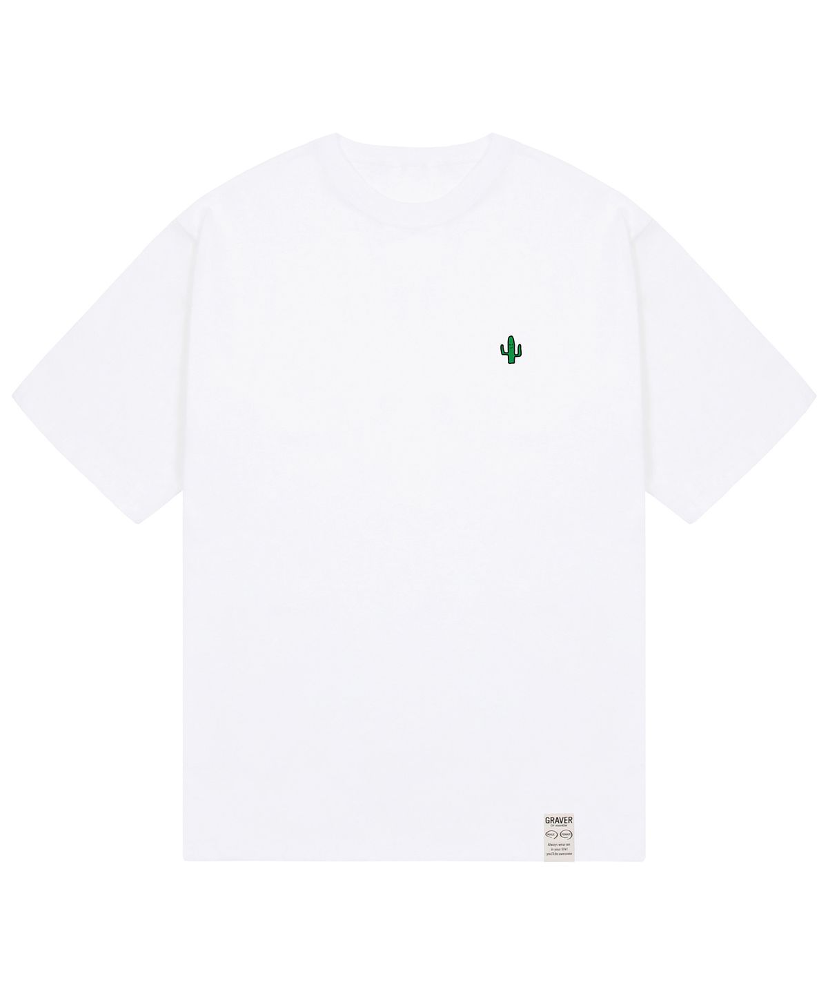 그레이버(GRAVER) [UNISEX-24]선인장 드로잉 반팔티_화이트