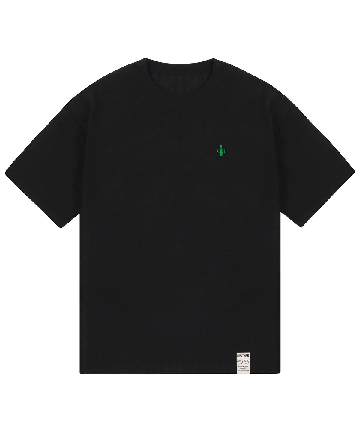 그레이버(GRAVER) [UNISEX-24]선인장 드로잉 반팔티_블랙