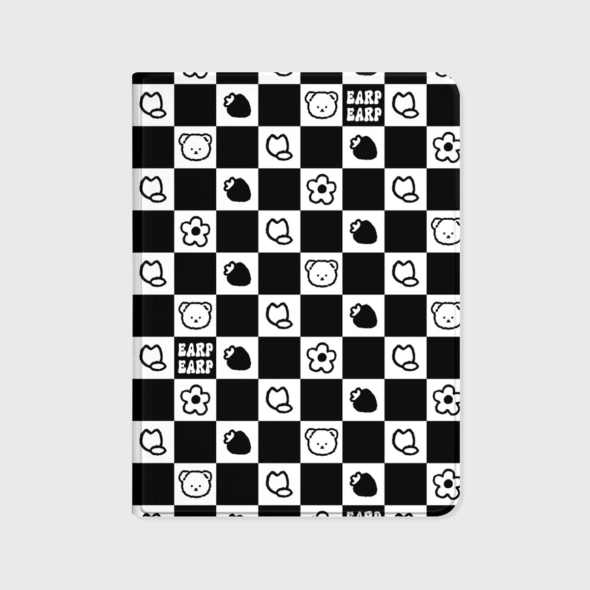 어프어프(EARPEARP) 체커보드 플라워 코비-BLACK(아이패드-커버)