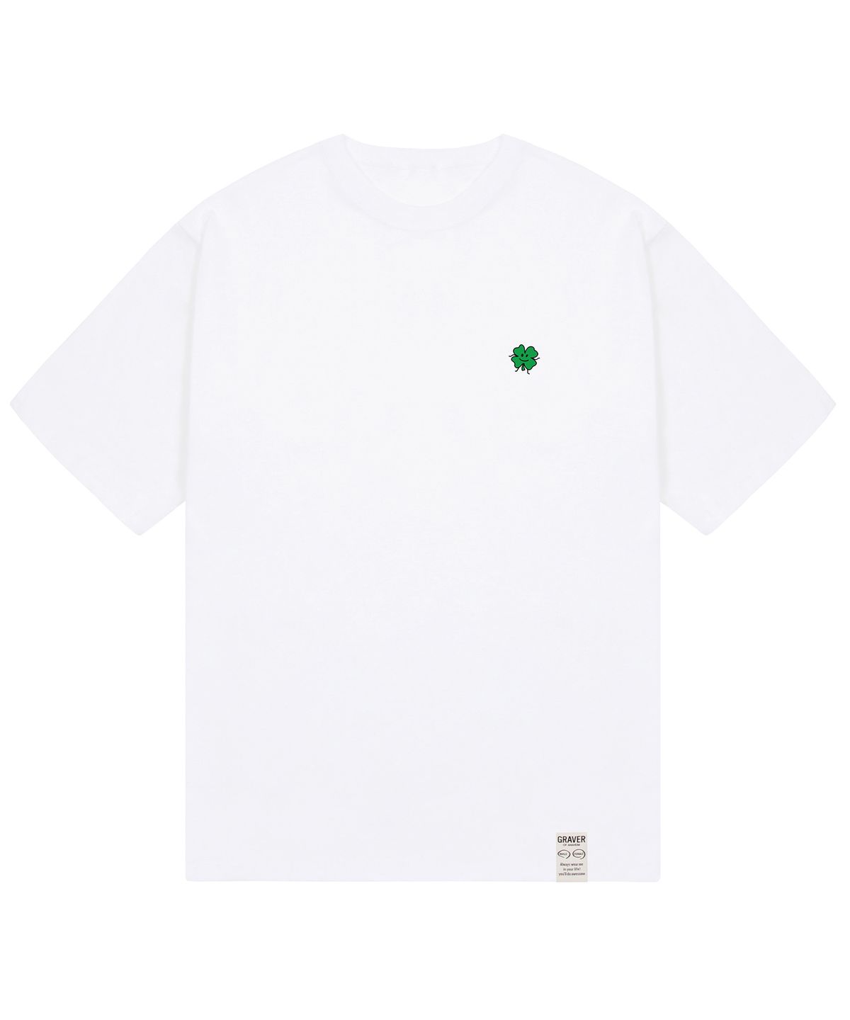 그레이버(GRAVER) [UNISEX-24]드로잉클로버 반팔티_화이트