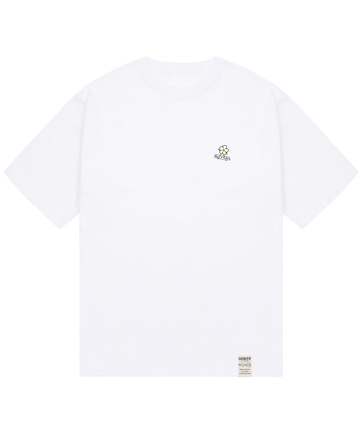 그레이버(GRAVER) [UNISEX-24]스몰 플라워보드 반팔티_화이트