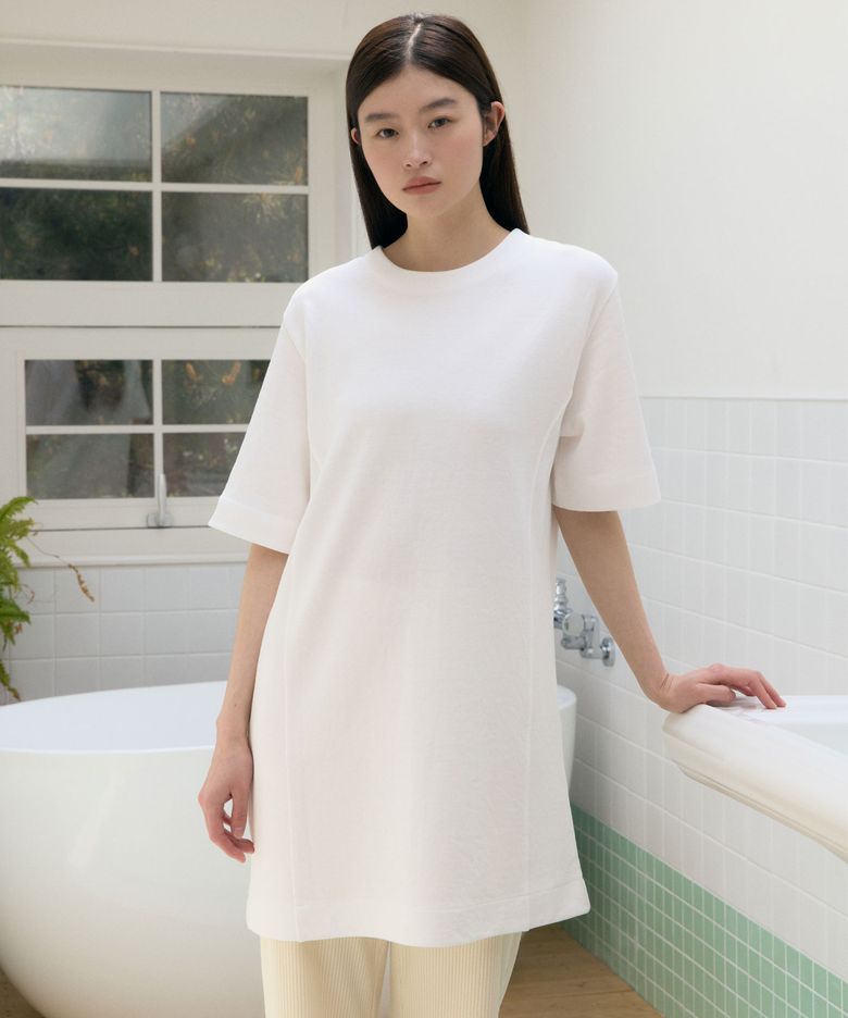 Half Sleeve Stitch One-Piece (White)