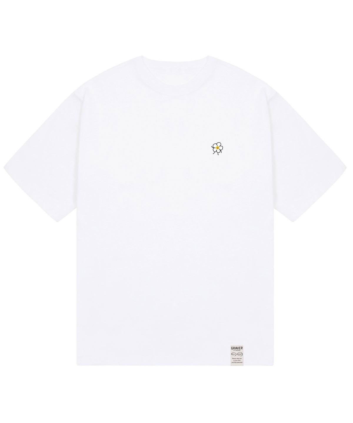 그레이버(GRAVER) [UNISEX-24]드로잉플라워 반팔티_화이트