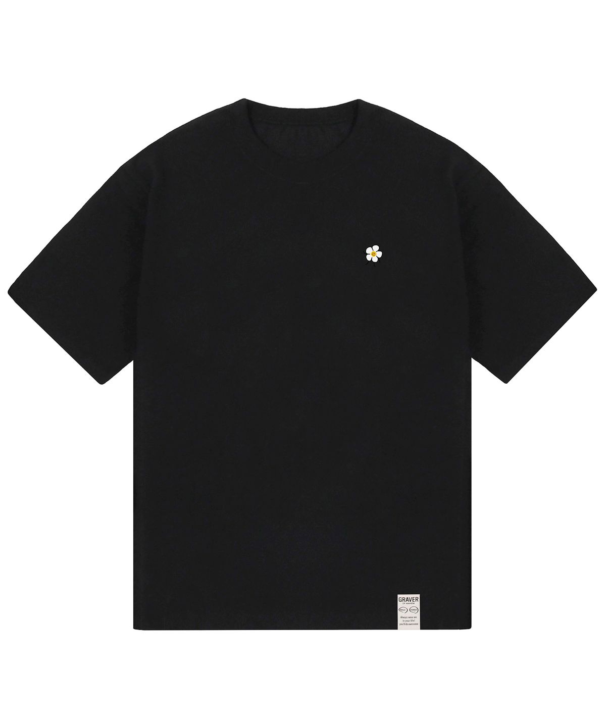 그레이버(GRAVER) [UNISEX-24]드로잉플라워 반팔티_블랙