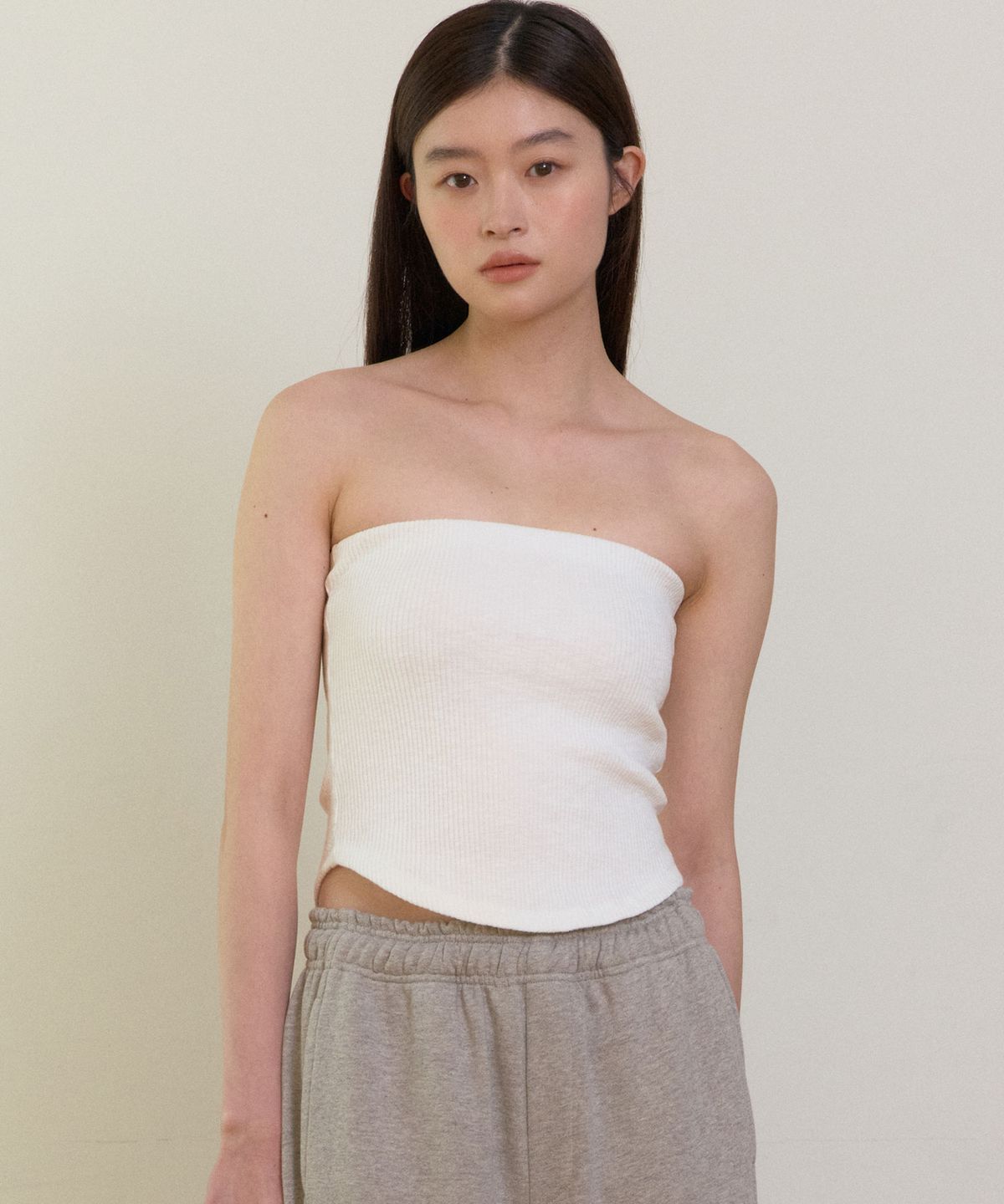 38컴온커먼(38COMEONCOMMON) Rib tube top (Ivory)